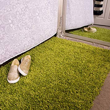 The Rug House Ontario Fern Green Bedside Bedroom Floor Shaggy Shag Fluffy Thick Warm Deep Area Rug