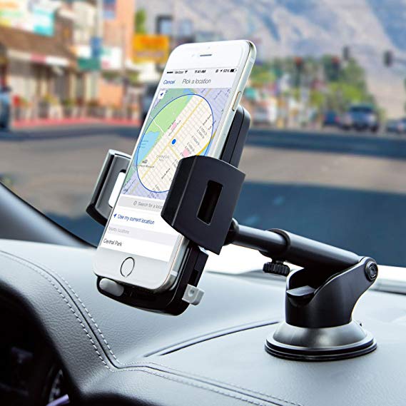 Car Phone Mount,Washable Strong Sticky Dashboard and Windshield Phone Mount Holder with One-Touch Design for iPhone Xs MAX/XS/XR/X/8/8P/7/7P/6s/6P/5S, Galaxy S5/S6/S7/S8/S9, Nexus, LG and More