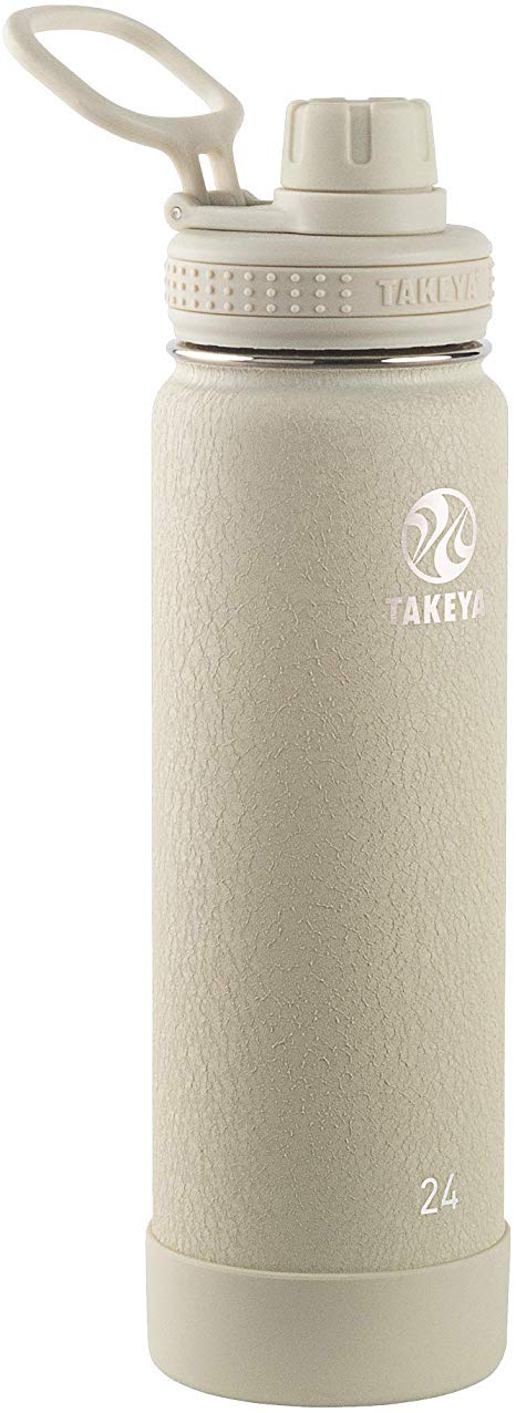 Takeya 51160 Actives Insulated Stainless Steel Water Bottle with Spout Lid, 24 oz, Sand