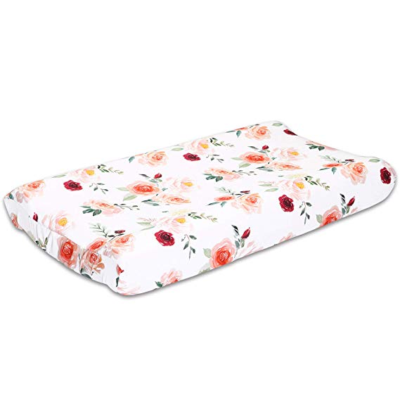 Rose Floral Baby Changing Pad Cover by The Peanutshell