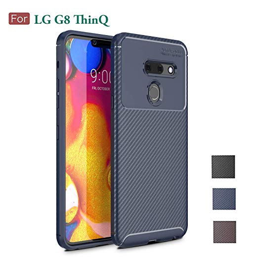 Wellci LG G8 ThinQ Case, LG G8 Case, Anti Fingerprint Slim Fit Carbon Fiber Design Scratch Resistant Phone Case for LG G8 ThinQ/LG G8 /LG G8s ThinQ (Navy Blue)