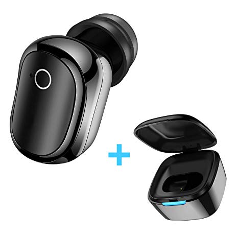 Mini Bluetooth Earbud V5.0 with Charge Case, (70H Talking Time), Sweatproof Wireless Earphone with CVC 6.0 Noise Cancelling Mic,Stereo Bluetooth Headphone with Built-in Mic (1 PCS, Black)