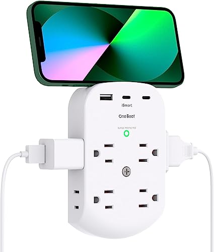 Surge Protector Outlet Extender, 8 Multi Plug Outlet with 3 USB Wall Charger (1 USB C Port), 3 Sided Multi Plug Wall Outlet Splitter, Multiple Plug Adapter for Home Office Dorm Room