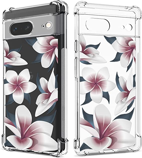 GREATRULY Floral Clear Case for Pixel 7 for Women Girls,Pretty Phone Cover for Google Pixel 7,Flower Design Slim Flexible Transparent Drop Proof TPU Protective Silicone Bumper Shell,FL-19