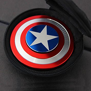 B-Creator EDC Captain America Tri-Spinner Metal Fidget Toys Dirt Resistant Pattern and ADHD Smooth Surface Finger Stress Shield