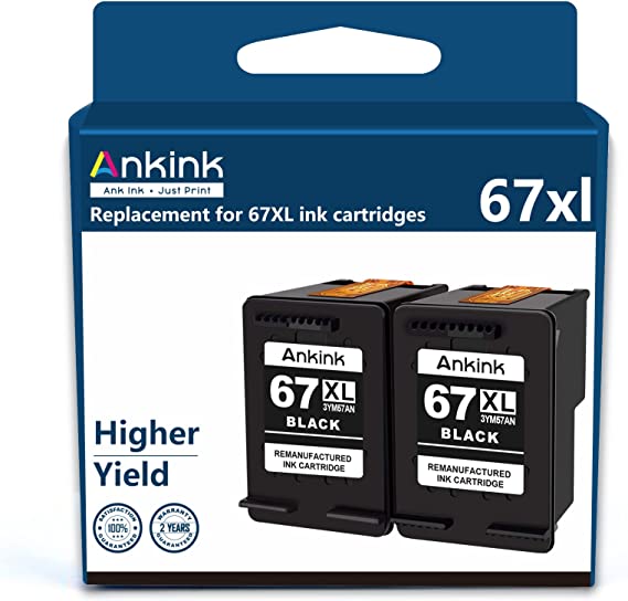 Ankink Remanufactured Ink Cartridge for HP 67XL 67 XL Black Combo for 2700 2700e 2752 2752e 2755 2755e 4100 4100e 4152e 4155 4155e 6000 6055e 6055 6400 6458 6452 6458e 6455 6455e Printer HP67 HP67XL