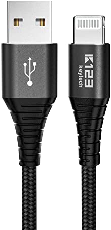 iPhone Charger, K123 Keytech Apple MFi Certified Lightning Cable, 3.3ft Nylon Braided USB Syncing & Charging Cord for iPhone Xs/Xs Max/XR/X/8/8 Plus/7/7 Plus/6/6 Plus/5, iPad, iPod & More