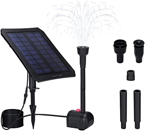 Solar Fountain Pump with Panel, CasaTimo Bird Bath Fountain Solar Powered with Battery Backup, 3 Operating Modes with Colorful LED for Outdoor Pond Patio Garden Pool Fish Tank, Night Work