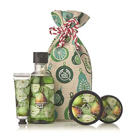 The Body Shop Juicy Pear gift Sack, Exclusive Holiday Scent, Made With Community Trade Shea Butter, 4Piece