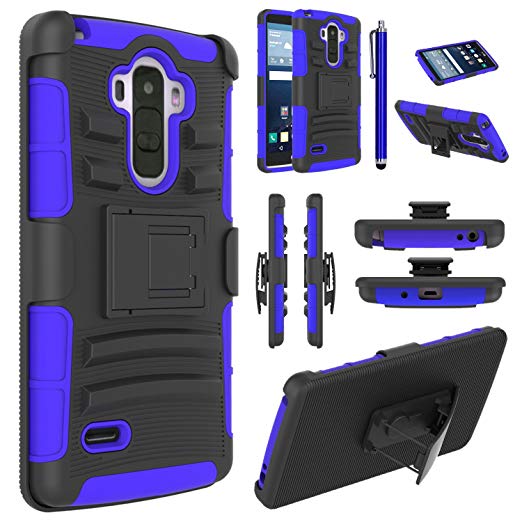 LG G Stylo Case, EC™ Hybrid Holster Case, Dual Layers Armor Case with Kickstand and Locking Belt Swivel Clip for LG G Stylo/LG G4 Stylus/ LG LS770 (Black/Blue)