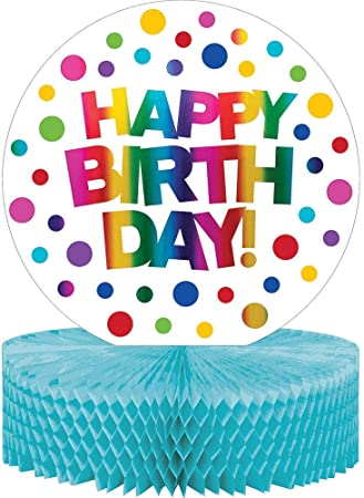 Creative Converting 331789 Rainbow Foil Birthday Centerpiece 12" x 9", Mulitcolor