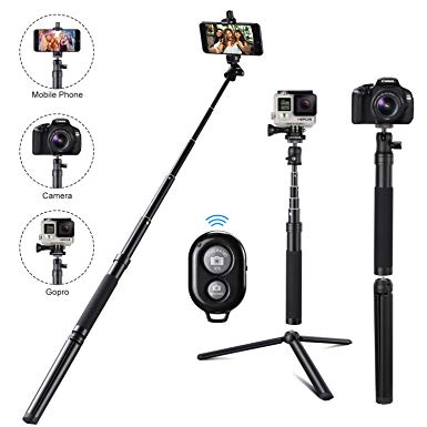 Eocean 46-Inch Wireless Selfie Stick Tripod, Extendable Selfie Stick with Wireless Remote, Compatible with iPhone Xs/Xr/Xs Max/X/8 Plus/Galaxy Note 9/S9/S9 Plus/Google/Huawei/Xiaomi/GoPro