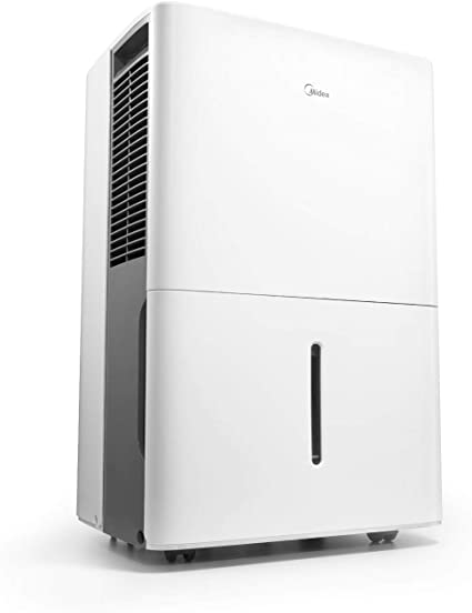 MIDEA MAD50P1ZWS Energy Star Dehumidifier 70 Pint with Pump, Reusable Filter, Ideal for Removing Moisture for basements, Bedroom, Bathroom, with Bucket of 1.6 Gallon, New 50 Pint-2019 DOE, pump-2019