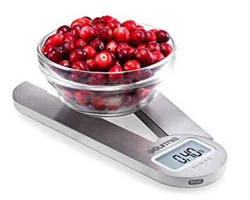 Gourmia GKS9160 Stainless Steel Folding Scale Compact Electronic Kitchen Scale Features One-Touch Tare Function- Battery Included