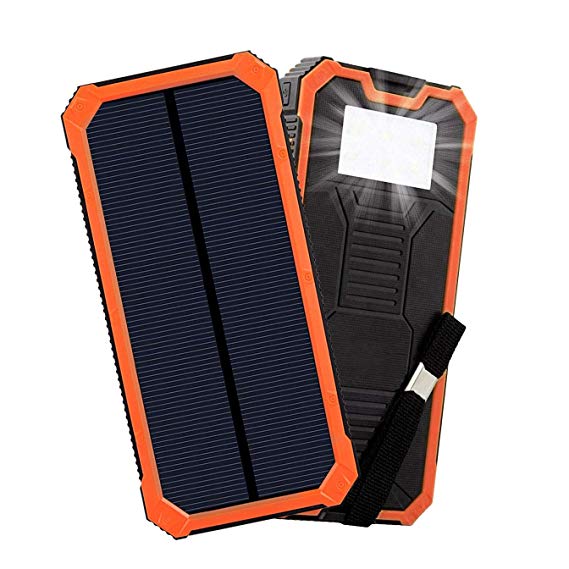 Solar Chargers 30,000mAh,Portable Dual USB Solar Battery Charger Solar Battery Bank for Cell Phone with 6 Led Light for Camping, Hiking, Going to The Beach Or Other Outdoor Activities (Orange)