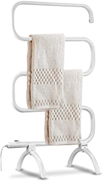 Towel Warmer for Bath and Heated Drying Rack, Free Standing and Wall Mounted Optional, 120 Watt Heated Towel Rack, White