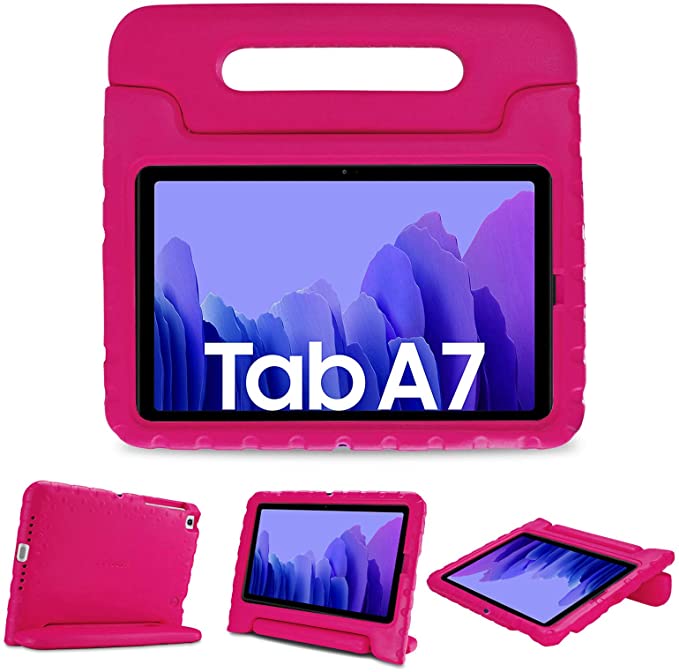 ProCase Kids Case for Samsung Galaxy 2020 Tab A7 10.4" (Model SM-T500/ T505/ T507), Shock Proof Convertible Handle Stand Cover Light Weight Kids Friendly Super Protective Case -Magenta