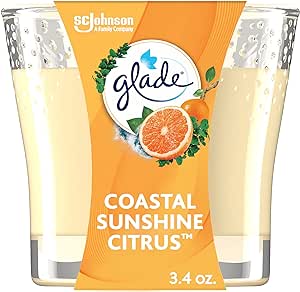 Glade Candle Jar, Air Freshener, Coastal Sunshine Citrus, 3.4 Oz