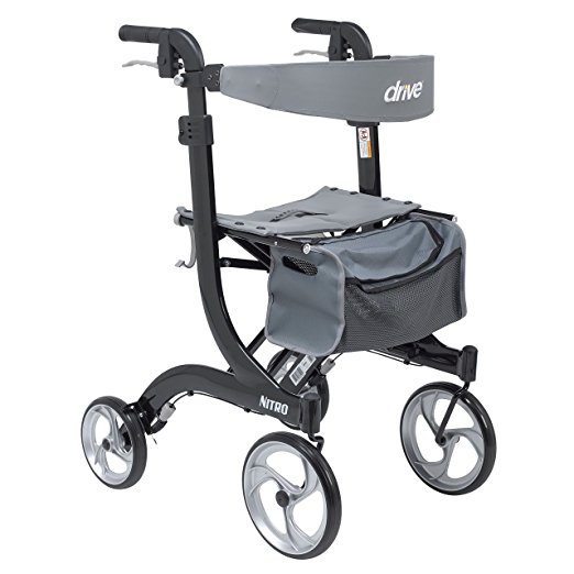 Drive Medical RTL10266BK-T Nitro Euro Style Walker Rollator, Tall, Black