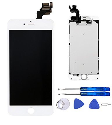 Glob-Tech iPhone 6 Plus 5.5 Inch LCD Display Screen Replacement Full Touch Digitizer Assembly with Proximity Sensor   Ear Speaker   Front Camera   Screen Protector   Repair Tools,iPhone 6 Plus White
