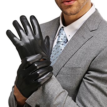 Harrms Best Touchscreen Italian Nappa Genuine Leather Gloves for men's Texting Driving Cashmere Lining