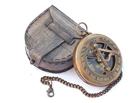 Neo Sundial Compass With Chain & Leather Case Marine Nautical