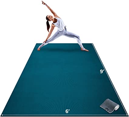 Premium Extra Large Yoga Mat - 9' x 6' x 8mm Extra Thick & Comfortable, Non-Toxic, Non-Slip, Barefoot Exercise Mat - Yoga, Stretching, Cardio Workout Mats for Home Gym Flooring (108" Long x 72" Wide)