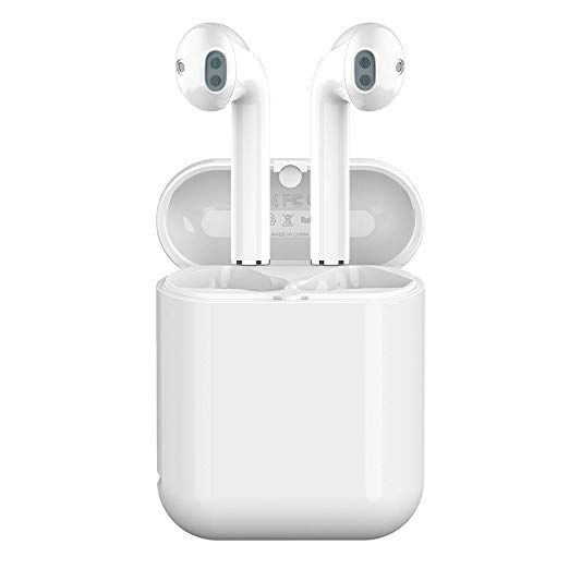 Wireless Bluetooth Earbuds 5.0 in-Ear JECOO Sports Headphones Stereo Sweatproof Earphones with 【12 Hrs Charging Case】 Compatible for Airpods Android/iPhone (White)