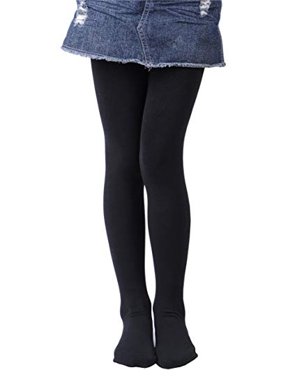 Girls' Winter Fleece Lined Tights, Girls' Opaque Thermal Tights