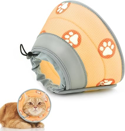 Supet Cat Collar, Adjustable Collar Cat Collar, Recovery Collar, Soft Collar Cone After Surgery and Injuries for Puppies, Small Dogs and Cats (Orange, M)…