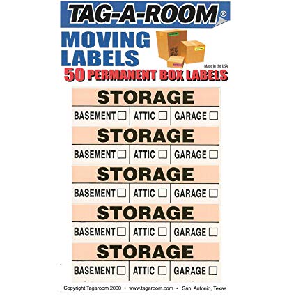 Tag-A-Room Color Coded Home Moving Box Labels (Storage)