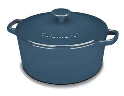 Cuisinart CI650-25BG Chef's Classic Enameled Cast Iron 5-Quart Round Covered Casserole, Provencal Blue