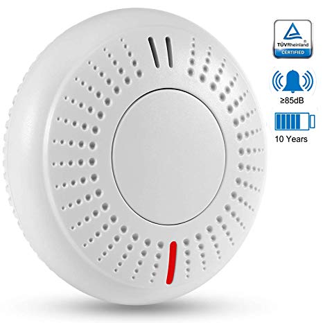 Sendowtek Fire Alarm for Home, Smoke Detector, Smoke Alarm with 10 Year Battery Life, EN14604 CE/RoSH TUV Certification, Test Big Button, 85dB Voice Photoelectric Sensor for School/Bedroom/Office