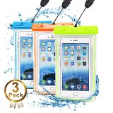 Waterproof Case Ace Tech Orange Universal Waterproof Bag for Outdoor Activities Compatible with iPhone 5c 6 Plus Samsung Galaxy S4 S5 S6 edge HTC Phone - Blue Bright Green Orange