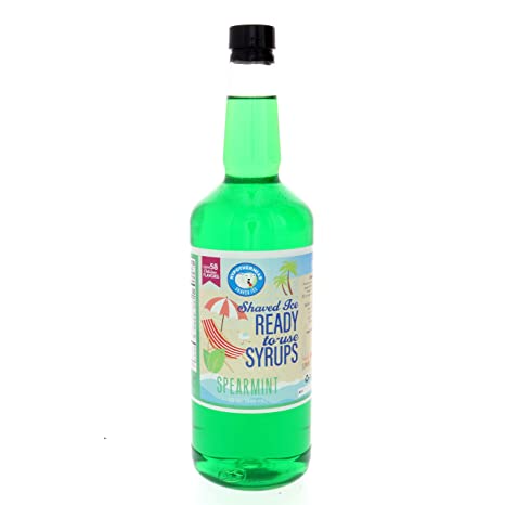 Spearmint Ready to Use Hawaiian Shaved Ice or Snow Cone Syrup Quart (32 Fl. Oz)