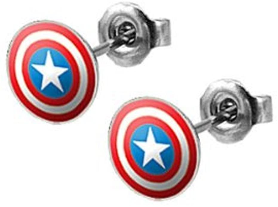 Captain Americas Shield Stud Earrings - Pair