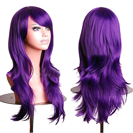 RoyalStyle 28"70cm Long Wavy Universal Cosplay Wigs Party Hair for Woman (Purple)