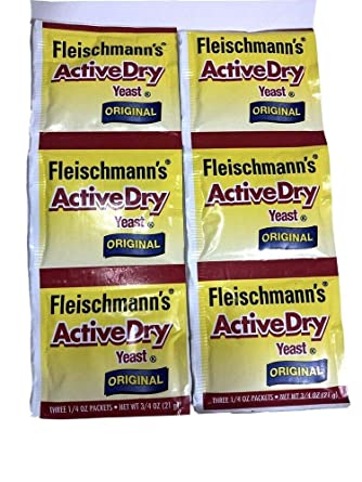FLEISCHMANN'S ACTIVE DRY Yeast Original 2 Packs of 3 1/4 oz Packets New Selaed