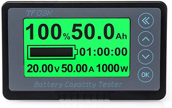 QWORK 500A Battery Monitor, High and Low Voltage Programmable Alarm Voltage Range 10V-120V and up to 500A, with B  terminal wire and 20ft shielded wire