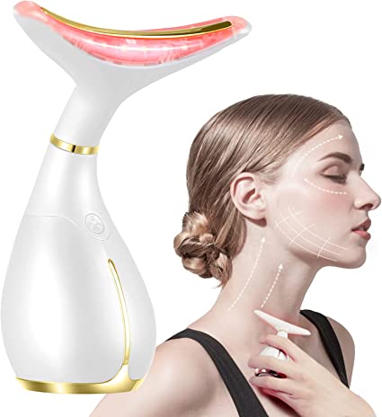 Ms.W 3-in-1 Beauty Massager for Face and Neck, Vibrating Facial Massager with Heat , Vibration and Led. Electric Face Massager for Skin Improve, Smooth, Firm