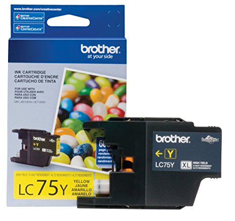 Brother Printer LC75Y High Yield (XL Series) Yellow Cartridge Ink - Retail Packaging