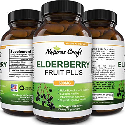 Black Elderberry Capsule Antioxidant Supplement - Immune Support Anti Aging Sambucus Elderberry Extract Skin Supplement for Skin Whitening - Cold Relief Elderberry Supplement Immune System Booster