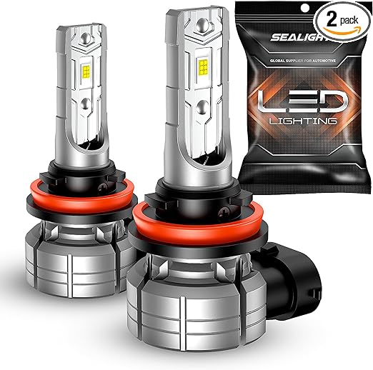 SEALIGHT H11 LED Fog Light Bulb or DRL, 10000LM 24W Strong Penetration H8 H9 H16 H11 Fog Lights LED Bulb, 6500k Cool White 5530 CSP Chips, IP68 Waterproof Plug and Play, Pack of 2