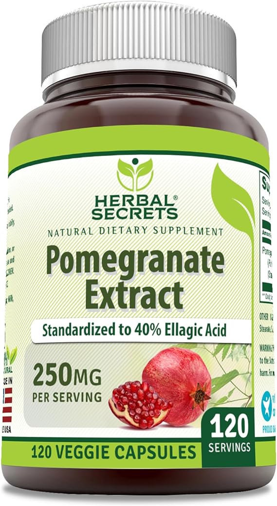 Herbal Secrets Pomegranate Extract 250 Mg 120 Veggie Capsules Supplement | Non-GMO | Gluten Free | Made in USA