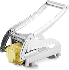 QWORK Stainless Steel Potato Cutter, Vegetable Cutter French Fry Cutter with Ergonomic Handle – Dual Cutter Size