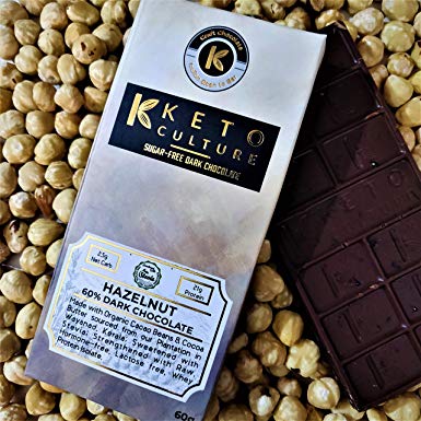 Nepenthe Coffee and Chocolates The Keto Sugar-Free Unsweetened Hazelnut Dark Chocolate,  60 g