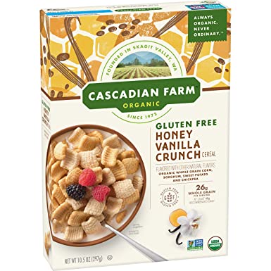 Cascadian Farm Organic Honey Vanilla Crunch Cereal, Gluten Free, 10.5 oz