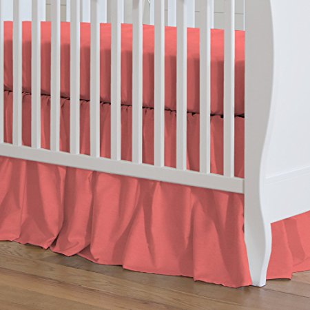 Carousel Designs Solid Coral Crib Skirt Gathered 14-Inch Length