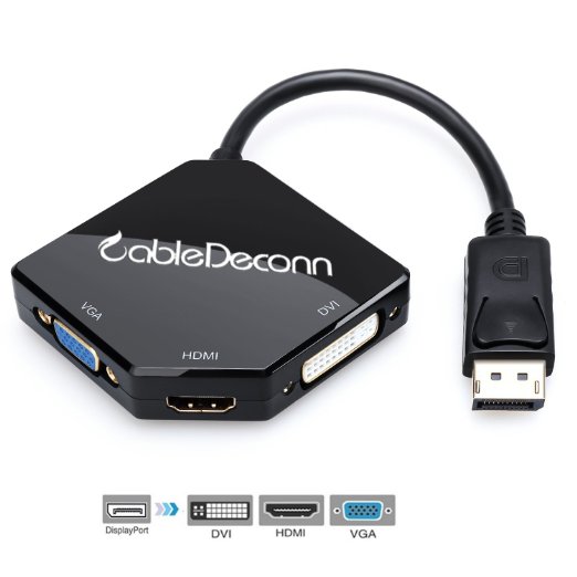 CableDeconn Multi-Function Big DisplayPort DP2 To HDMI VGA DVI Cable Converter Adapter