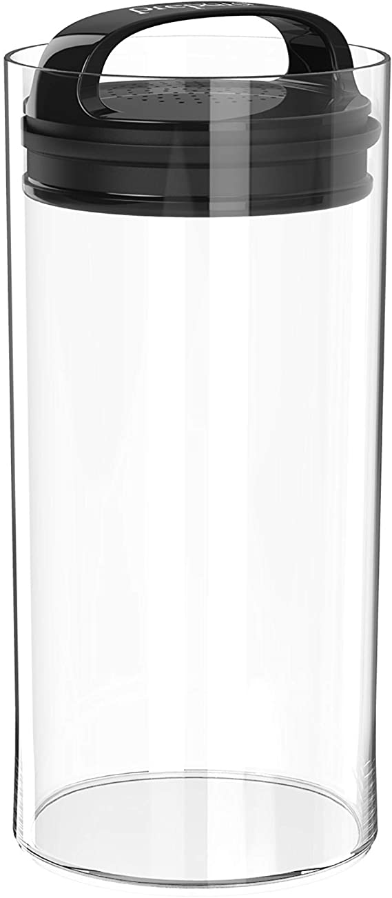 Prepara 3042-BA Evak Fresh Saver, Medium-Tall Airless Canister with Black handle, 2.3 Quart, Clear